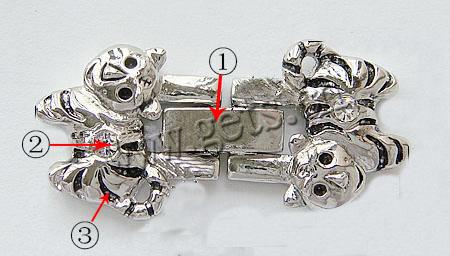 Cinc aleación corchete del relojo, aleación de zinc, Animal, chapado, con diamantes de imitación, más colores para la opción, libre de níquel, plomo & cadmio, 32x14x4mm, agujero:aproximado 0.5mm, Vendido por UD