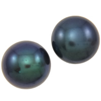 Half Drilled Cultured Freshwater Pearl Beads, Button, natural, half-drilled Grade B, 8-8.5mm Approx 0.8mm [