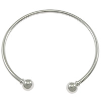 Brass Ball End Cuff Bangle, plated Inner Approx 65mm Approx 8 Inch 