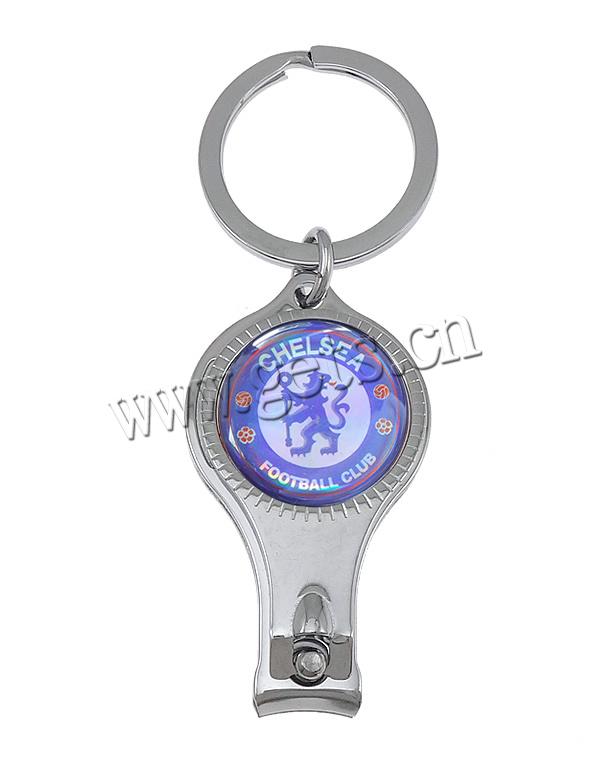 Stainless Steel Key Chain, plated, 2014 Brazil World Cup gift & different designs for choice & epoxy gel, more colors for choice, lead & cadmium free, 33x60x15mm, 96mm, Hole:Approx 26mm, Sold By PC