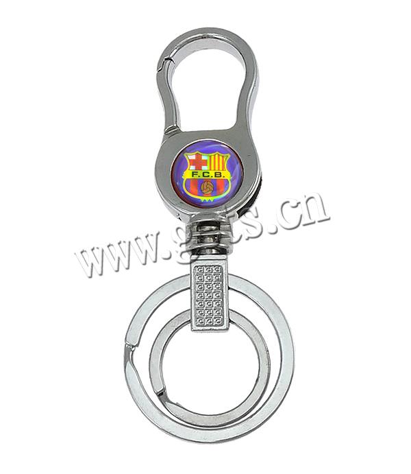 Stainless Steel Key Clasp, plated, 2014 Brazil World Cup gift & different designs for choice & epoxy gel, more colors for choice, lead & cadmium free, 35x92x10mm, Hole:Approx 19mm, Sold By PC