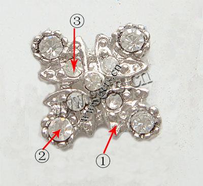 Barra separadora de diamantes de imitación, Flor, chapado, con diamantes de imitación de Mideast & 2-sarta, más colores para la opción, libre de níquel, plomo & cadmio, 13mm, Vendido por UD