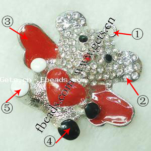 Zinc Alloy Animal Pendants, Bear, plated, with rhinestone, more colors for choice, 48x61x14mm, Sold By PC