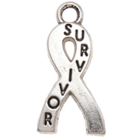 Awareness Ribbon Pendant, Zinc Alloy, plated, with letter pattern nickel, lead & cadmium free 