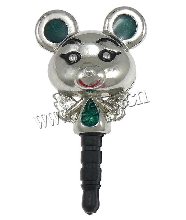 Earphone Dustproof Plug Stopper, Zinc Alloy, with Plastic, Mouse, plated, Customized & enamel, more colors for choice, nickel & cadmium free, 37mm, 21x24x14mm, Sold By PC