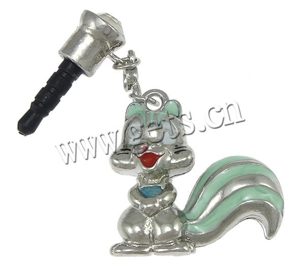 Earphone Dustproof Plug Stopper, Zinc Alloy, with Plastic, Squirrel, plated, Customized & enamel, more colors for choice, nickel & cadmium free, 37mm, 21x24x14mm, Sold By PC