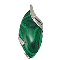 Malachite Pendants, with Brass, Horse Eye, platinum color plated Approx 
