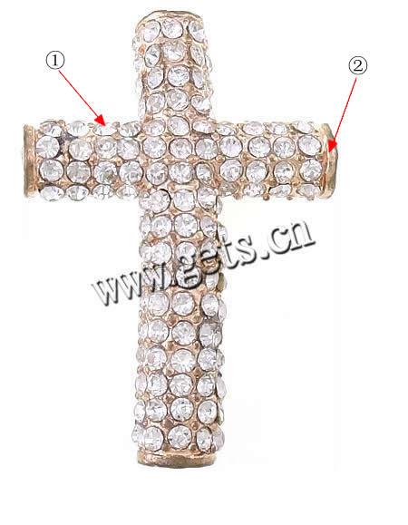 Strass Zinklegierung Perlen, Kreuz, plattiert, keine, 40x27x8mm, Bohrung:ca. 3mm, verkauft von PC