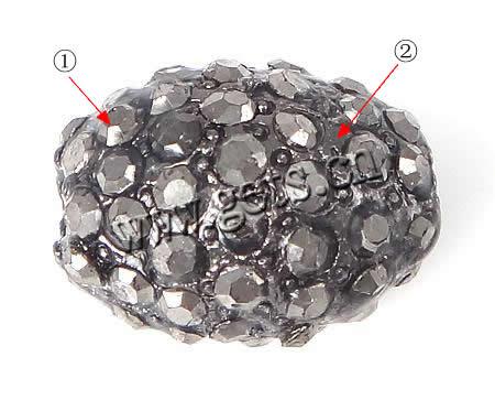 Strass Zinklegierung Perlen, oval, plattiert, keine, 14x10mm, Bohrung:ca. 2.5mm, verkauft von PC