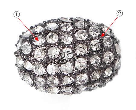 Strass Zinklegierung Perlen, oval, plattiert, keine, 17.5x13mm, Bohrung:ca. 3mm, verkauft von PC