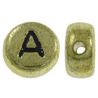 Acrylic Alphabet Beads, Flat Round, UV plating, with letter pattern Approx 1mm, Approx 