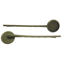 Hair Slide Finding, Brass, with Iron, Flat Round, plated Inner Approx 14mm, Approx 