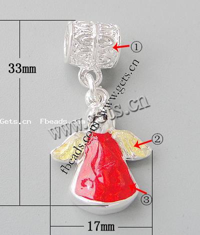 Zinc Alloy European Pendants, Angel, plated, without troll & enamel, more colors for choice, nickel, lead & cadmium free, 33x17x5mm, Hole:Approx 5.4mm, Sold By PC