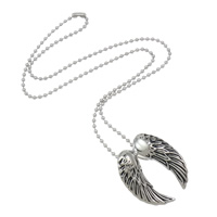 316L Stainless Steel Necklace, Wing Shape, ball chain & blacken, original color Approx 19.5 Inch 