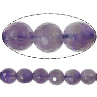 Natürliche Amethyst Perlen, rund, Februar Birthstone & facettierte, 6mm, Bohrung:ca. 0.8mm, Länge:ca. 15 ZollInch, 60PCs/Strang, verkauft von Strang