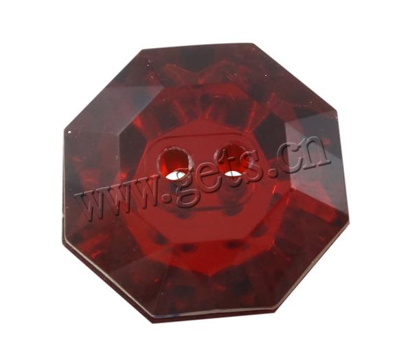 2 Hole Acrylic Button, Octagon, faceted, more colors for choice, Hole:Approx 1mm, Sold By Bag