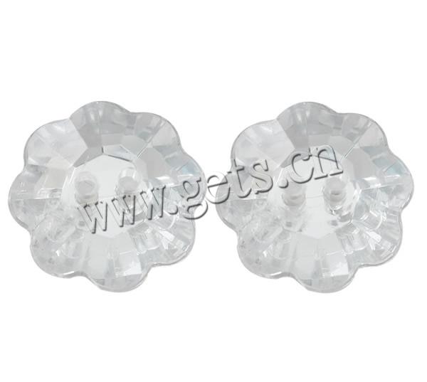 2 Hole Acrylic Button, Flower, faceted, more colors for choice, Hole:Approx 1mm, Sold By Bag