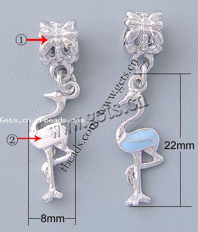 Zinc Alloy European Pendants, Crane, plated, without troll & enamel, more colors for choice, nickel, lead & cadmium free, 22x8x2mm, Hole:Approx 4.5mm, Sold By PC