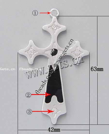 Zinc Alloy Cross Pendants, with enamel, plated, enamel, more colors for choice, 63x42x4mm, Hole:Approx 3mm, Sold By PC