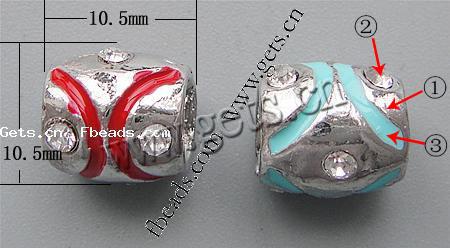 Gota de Europeo de aleación de zinc con esmalte, Tambor, chapado, sin rosca & agujero largo, más colores para la opción, libre de níquel, plomo & cadmio, 10.5x10.5mm, agujero:aproximado 4.5mm, Vendido por UD