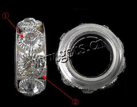 Donut Rhinestone Spacer, metal, Rueda, chapado, con diamantes de imitación, más colores para la opción, 12x30mm, agujero:aproximado 17mm, Vendido por UD