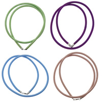 ナイロンゴム被覆ロープのネックレスコード, ナイロンコーティングゴムロープ, 純銀 留め金, 異なるスタイルを選択, 無色, 3mm, 長さ:約 18 インチ, 売り手 ストランド