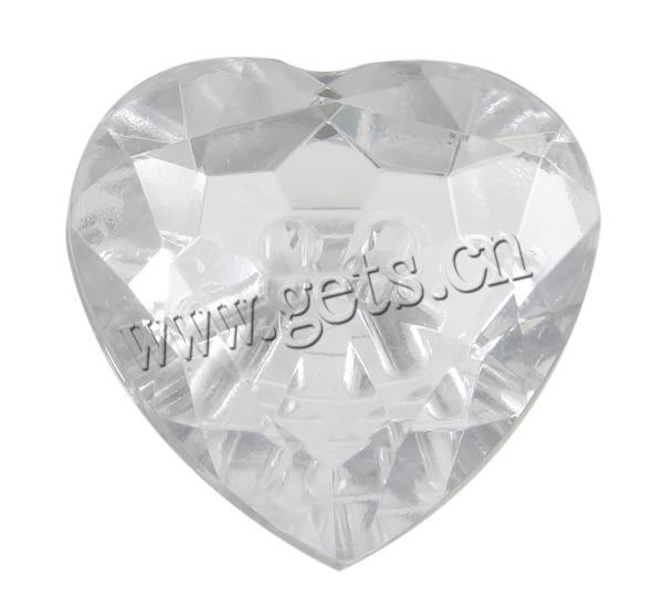 2 Hole Acrylic Button, Heart, faceted, more colors for choice, Hole:Approx 1mm, Sold By Bag