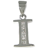 Sterling Silver Letter Pendants, 925 Sterling Silver, Letter I, plated, micro pave cubic zirconia Approx 3.5mm 