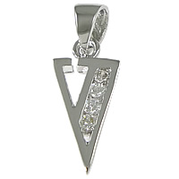 Sterling Silver Letter Pendants, 925 Sterling Silver, Letter V, plated, micro pave cubic zirconia Approx 3.5mm 