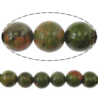 Unakite Beads, Round & imported Inch 