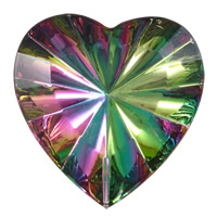 Transparent Acrylic Cabochons, Heart, silver color plated & flat back & faceted 