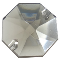 Transparent Acrylic Connector, Octagon, silver color plated, faceted & 1/1 loop Approx 1mm 