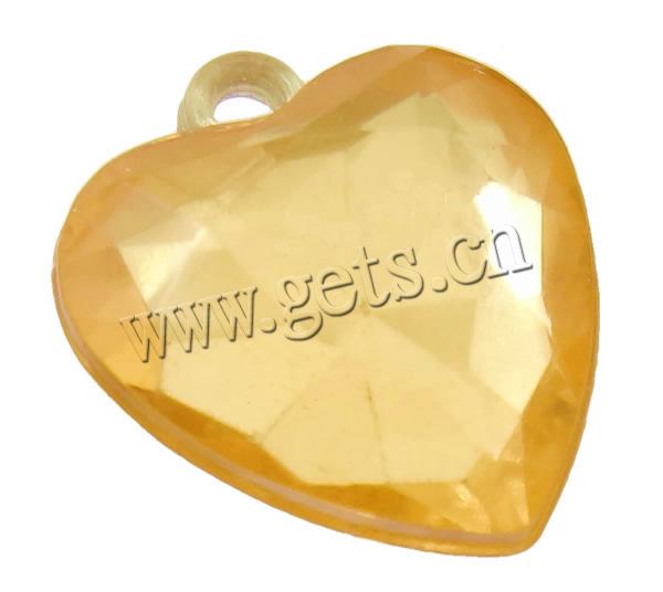 Transparent Acrylic Pendants, Heart, silver color plated, faceted, more colors for choice, Sold By Bag