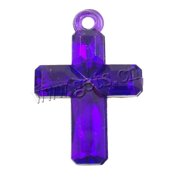 Transparent Acrylic Pendants, Cross, silver color plated, faceted, more colors for choice, Sold By Bag