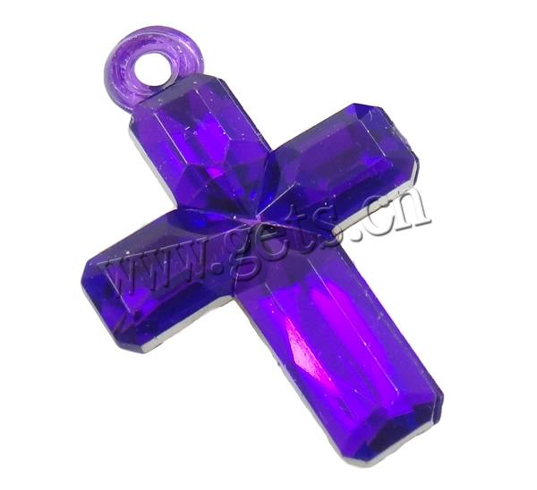 Transparent Acrylic Pendants, Cross, silver color plated, faceted, more colors for choice, Sold By Bag