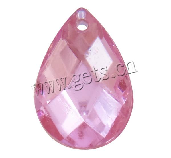 Transparent Acrylic Pendants, Teardrop, silver color plated, faceted, more colors for choice, Hole:Approx 1mm, Sold By Bag
