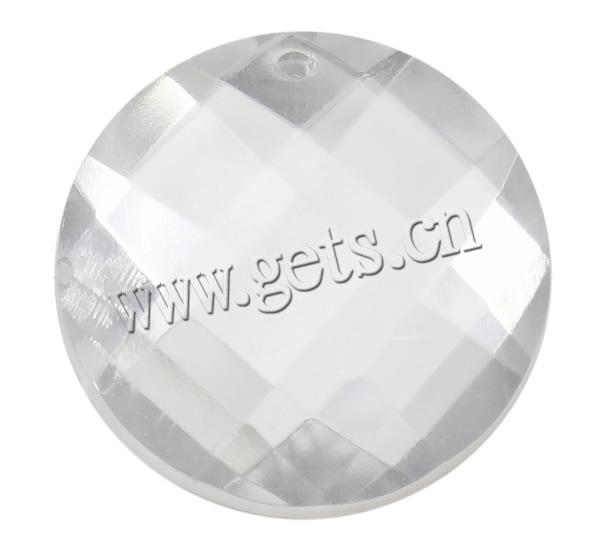 Transparent Acrylic Pendants, Flat Round, silver color plated, faceted, more colors for choice, Hole:Approx 1mm, Sold By Bag