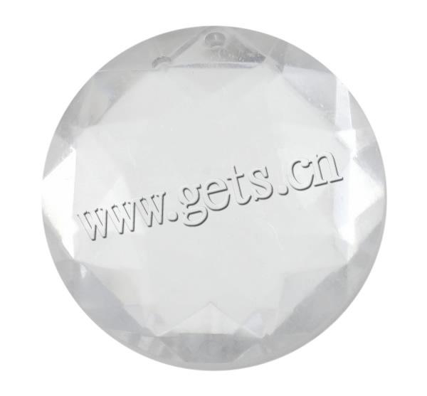 Transparent Acrylic Pendants, Flat Round, silver color plated, faceted, more colors for choice, Hole:Approx 1mm, Sold By Bag