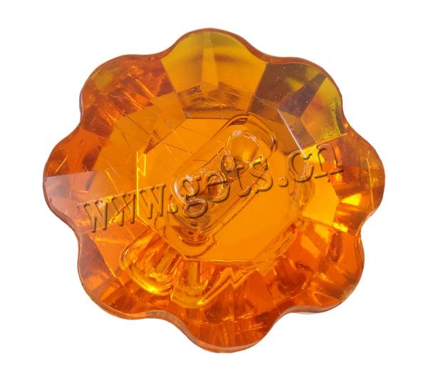 2 Hole Acrylic Button, Flower, transparent & faceted, more colors for choice, Hole:Approx 2mm, Sold By Bag