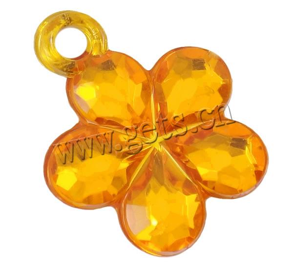 Transparent Acrylic Pendants, Flower, silver color plated, faceted, more colors for choice, Hole:Approx 2mm, Sold By Bag