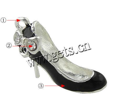 Zinc Alloy Shoes Pendants, with Rhinestone, plated, enamel, more colors for choice, 23x20x5mm, Hole:Approx 2mm, Sold By PC