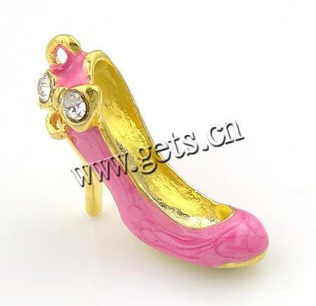 Zinc Alloy Shoes Pendants, with Rhinestone, plated, enamel, more colors for choice, 23x20x5mm, Hole:Approx 2mm, Sold By PC