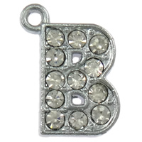 Zinc Alloy Alphabet Pendants, with Paraffin, Letter B, plated, with rhinestone Approx 2mm 