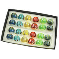Goldsand Lampwork Fingerring, Weitere Größen für Wahl, gemischte Farben, 28x22mm, 24PCs/Box, verkauft von Box
