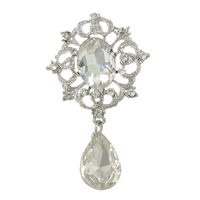 Zinc Alloy Jewelry Brooch, with Glass, Flower, plated, faceted & with rhinestone lead & cadmium free 