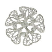 Zinc Alloy Jewelry Brooch, Flower, plated, with rhinestone lead & cadmium free 