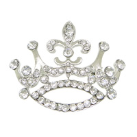 Zinc Alloy Jewelry Brooch, Crown, plated, with rhinestone lead & cadmium free 