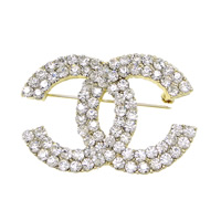 Zinc Alloy Jewelry Brooch, Chanel, plated, with rhinestone lead & cadmium free 