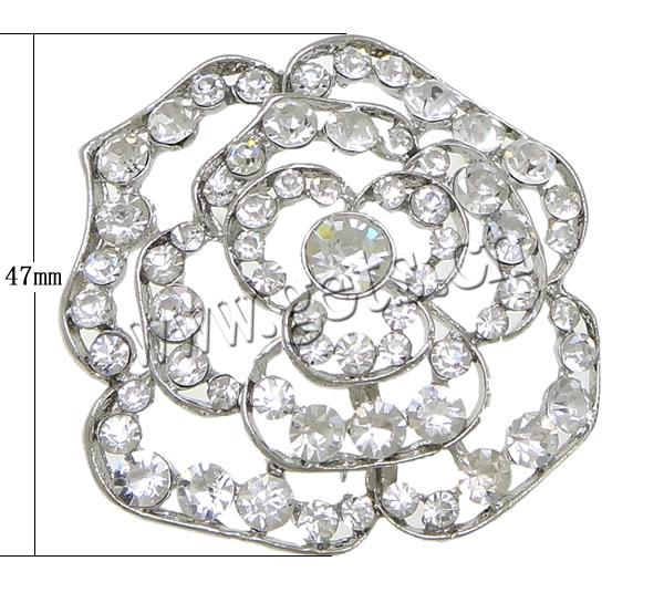 Rhinestone Zinc Alloy Ornaments, Flower, plated, flat back, more colors for choice, lead & cadmium free, 47x47x11mm, Sold By PC