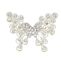 Zinc Alloy Jewelry Brooch, Butterfly, plated, with rhinestone lead & cadmium free 